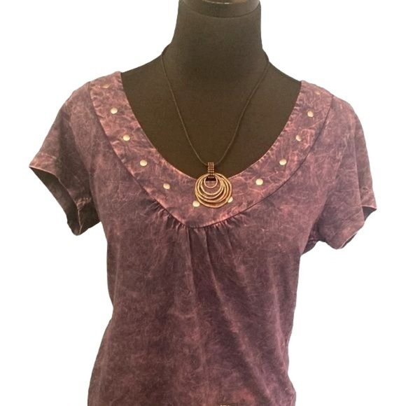 Harley-Davidson Purple Tee with Rivets & 'Forever' Sword Graphic on Back, Size M - Picture 1 of 9